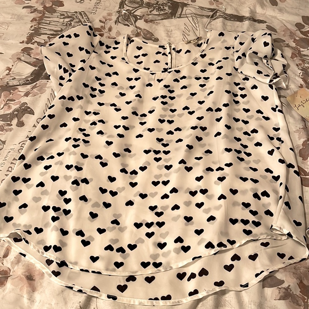 Small white blouse and black hearts